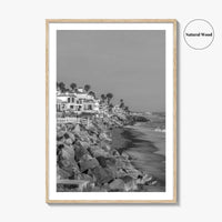 Oceanside Black and White Fine Art Photo Print, San Diego Beach Houses, California Poster