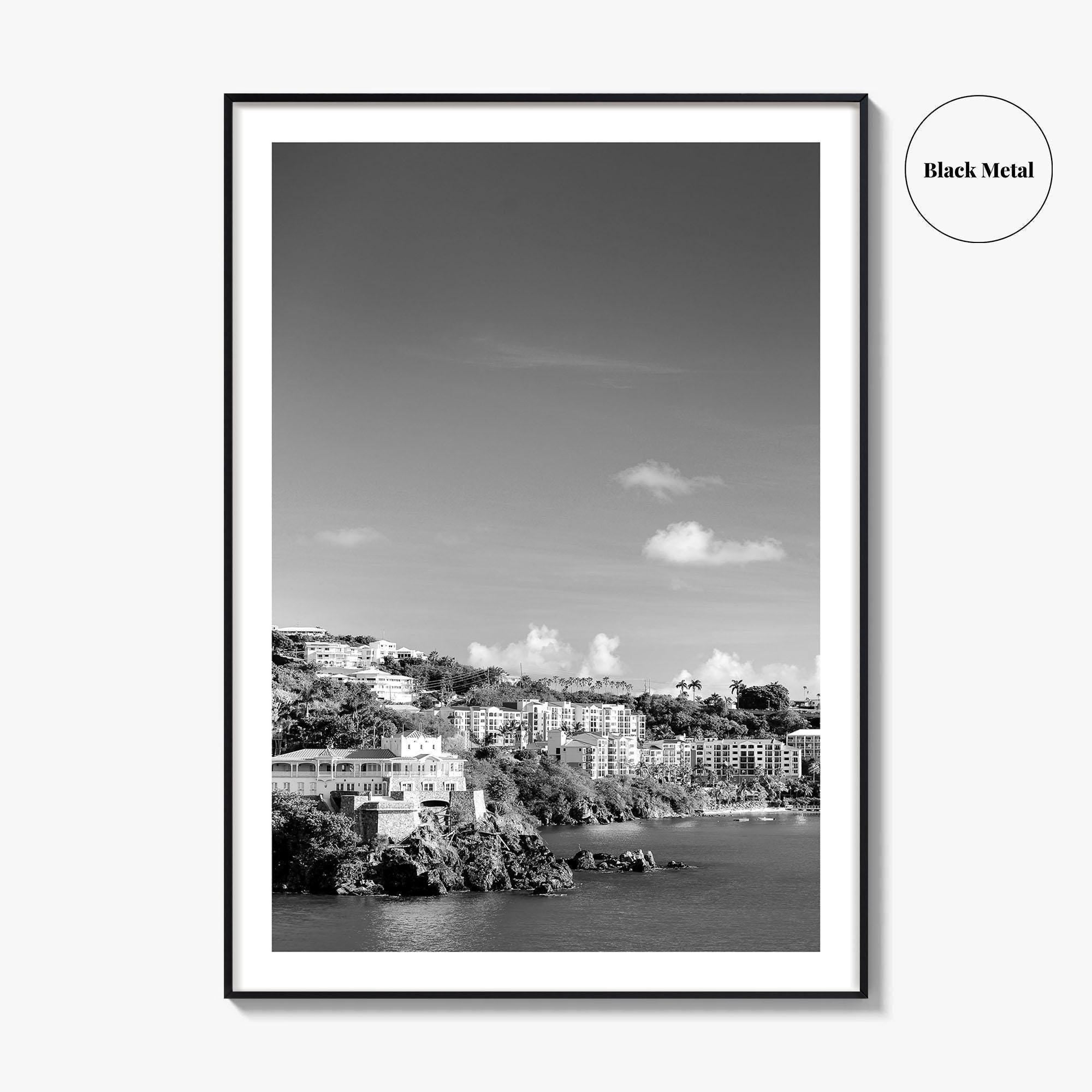 St Thomas Black and White Fine Art Photo Print, Harbor, USVI, Caribbean, Wall Decor