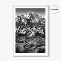 Mount Jefferson Black and White Fine Art Photo Print, Oregon Poster, USA Wall Decor