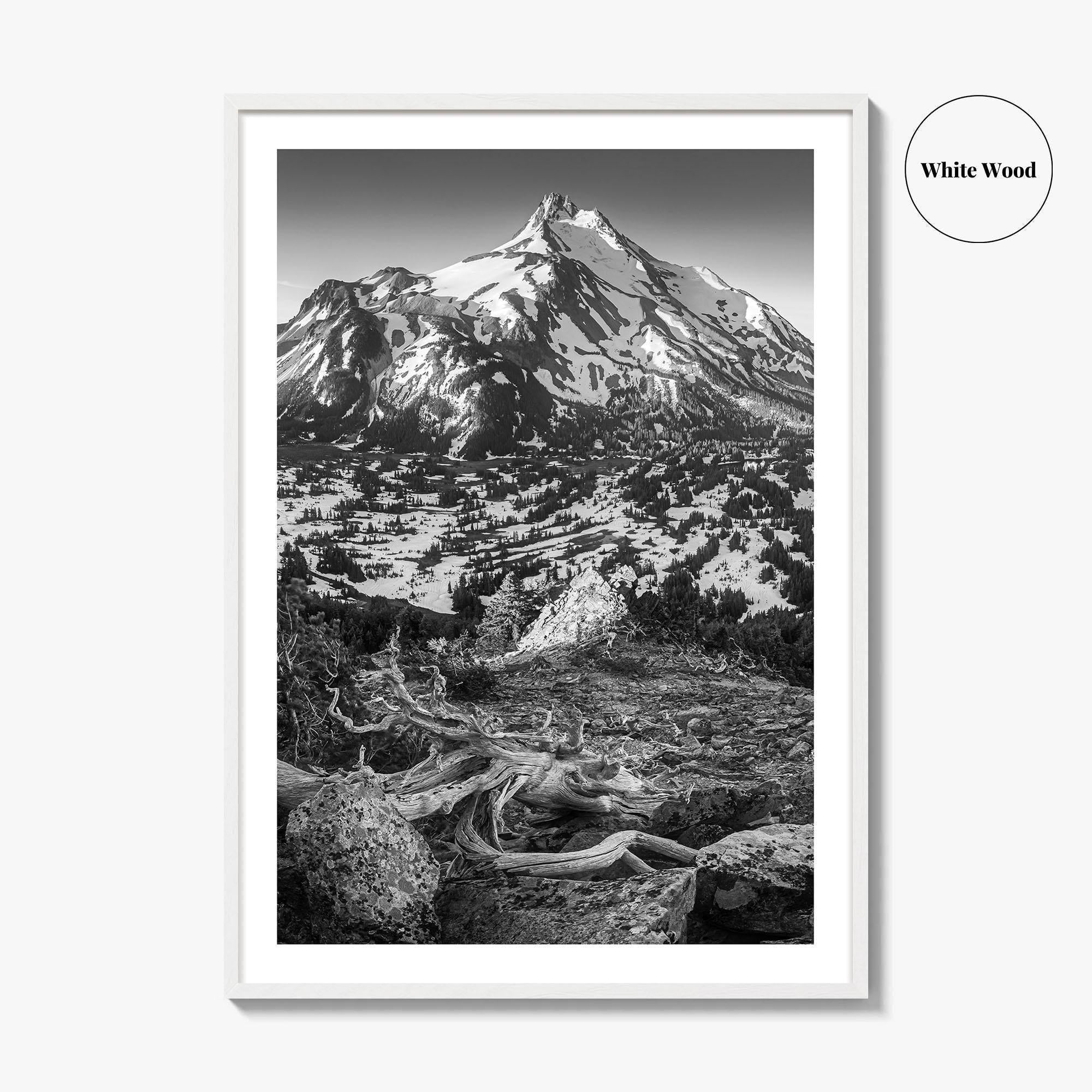 Mount Jefferson Black and White Fine Art Photo Print, Oregon Poster, USA Wall Decor