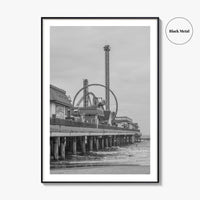 Galveston Island Black and White Fine Art Photo Print, Texas Historic Pier Poster
