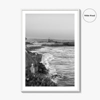 Santa Cruz Black and White Fine Art Photo Print, Surfing California Poster