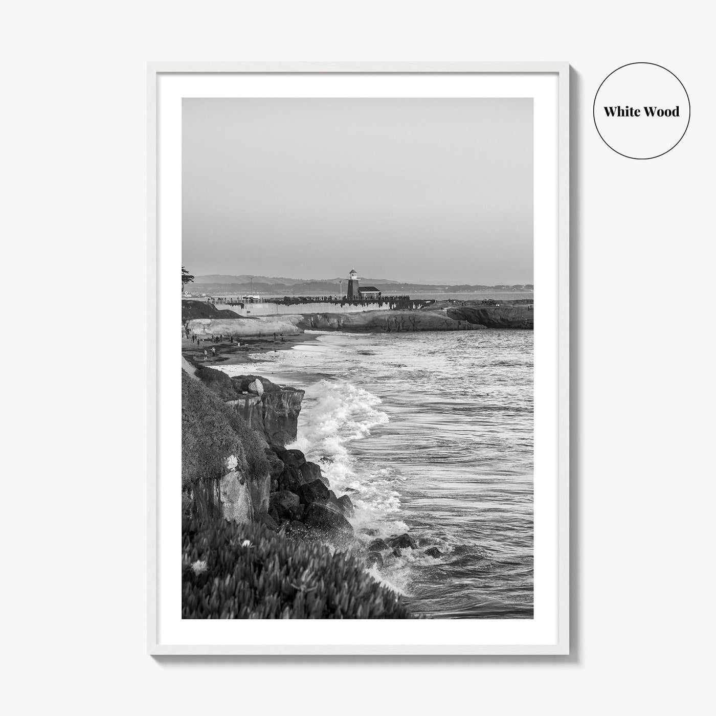 Santa Cruz Black and White Fine Art Photo Print, Surfing California Poster
