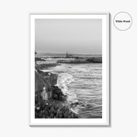 Santa Cruz Black and White Fine Art Photo Print, Surfing California Poster