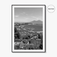 Naples Italy Black and White Fine Art Photo Print, Napoli Coastline, Campania Wall Poster