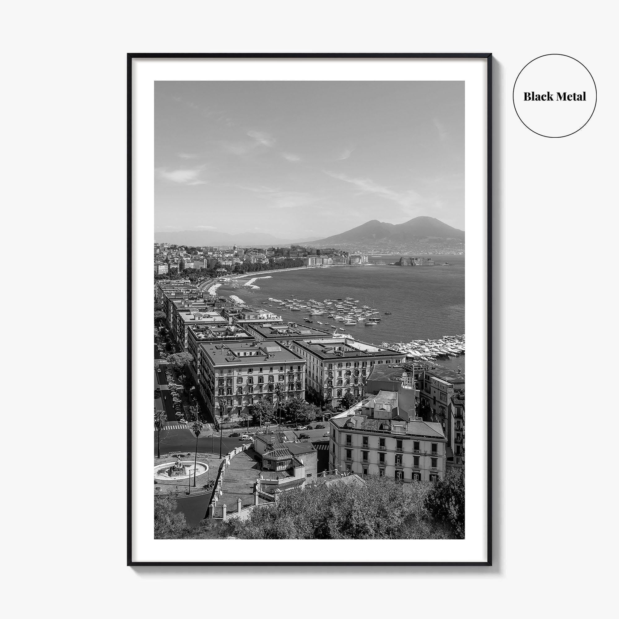 Naples Italy Black and White Fine Art Photo Print, Napoli Coastline, Campania Wall Poster