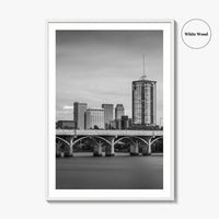 Tulsa Skyline Black and White Fine Art Photo Print, Poster, Oklahoma USA, Arkansas River
