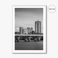 Tulsa Skyline Black and White Fine Art Photo Print, Poster, Oklahoma USA, Arkansas River