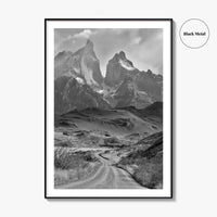 Torres del Paine Black and White Fine Art Photo Print, Patagonia Chile, Lake Pehoe