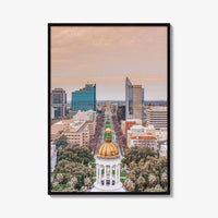Sacramento Skyline Fine Art Photo Print, Aerial, California, USA, Wall Decor Poster