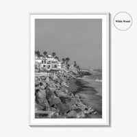 Oceanside Black and White Fine Art Photo Print, San Diego Beach Houses, California Poster