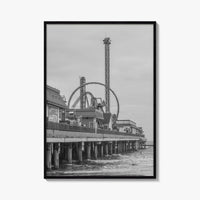 Galveston Island Black and White Fine Art Photo Print, Texas Historic Pier Poster