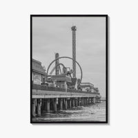 Galveston Island Black and White Fine Art Photo Print, Texas Historic Pier Poster