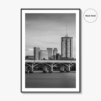 Tulsa Skyline Black and White Fine Art Photo Print, Poster, Oklahoma USA, Arkansas River