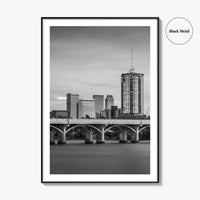 Tulsa Skyline Black and White Fine Art Photo Print, Poster, Oklahoma USA, Arkansas River