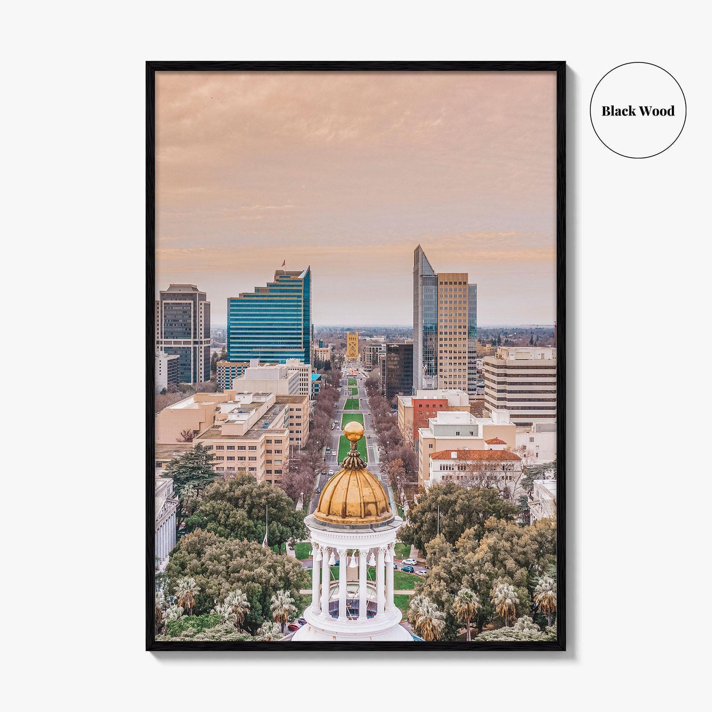 Sacramento Skyline Fine Art Photo Print, Aerial, California, USA, Wall Decor Poster