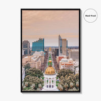 Sacramento Skyline Fine Art Photo Print, Aerial, California, USA, Wall Decor Poster