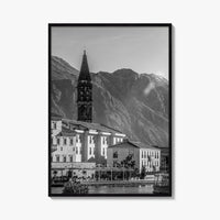 Bay of Kotor Black and White Fine Art Photo Print, Perast Montenegro, Wall Poster