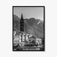 Bay of Kotor Black and White Fine Art Photo Print, Perast Montenegro, Wall Poster