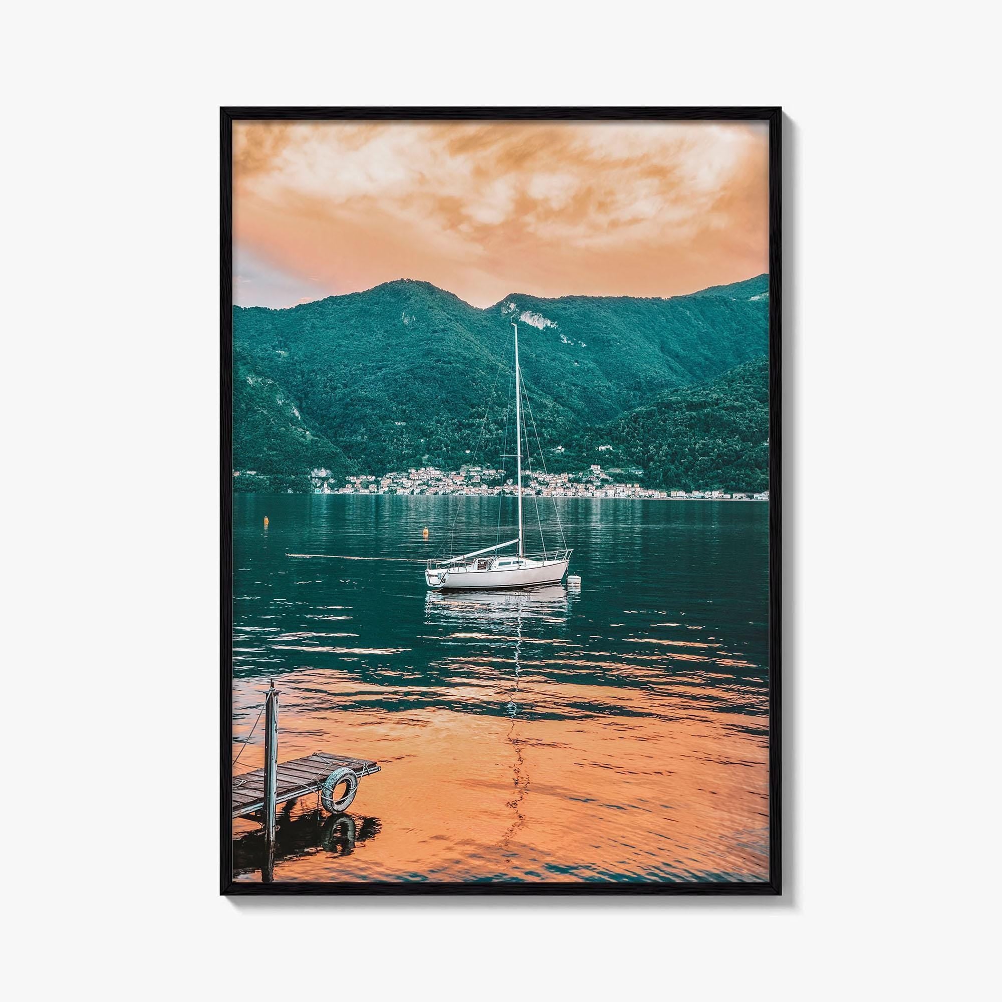 Lake Como Fine Art Photo Print, Italy Wall Poster, Sailboat, Lombardy