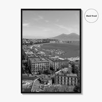 Naples Italy Black and White Fine Art Photo Print, Napoli Coastline, Campania Wall Poster