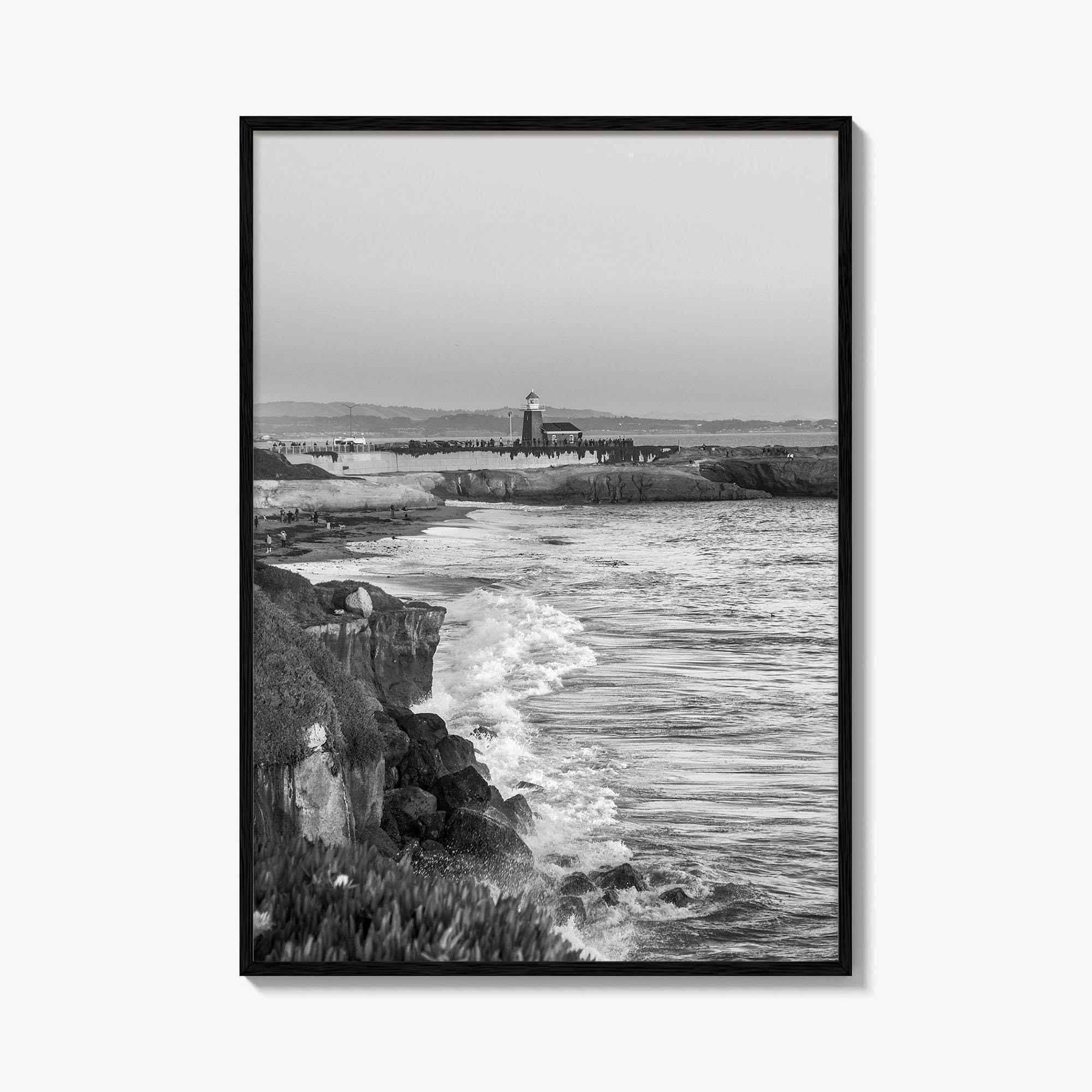 Santa Cruz Black and White Fine Art Photo Print, Surfing California Poster
