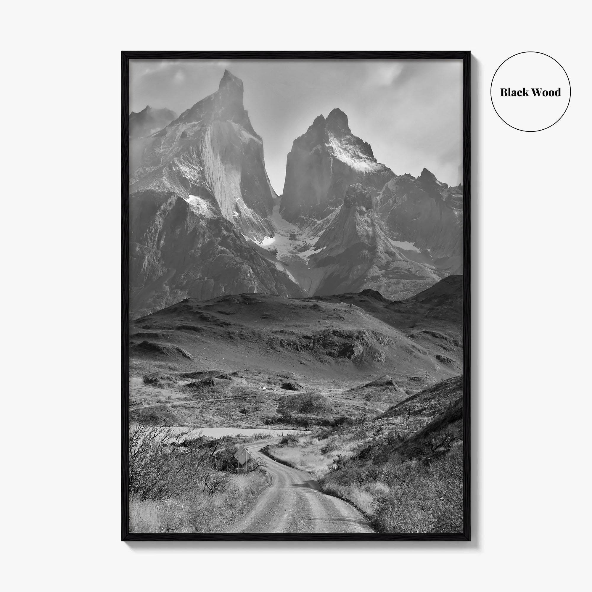 Torres del Paine Black and White Fine Art Photo Print, Patagonia Chile, Lake Pehoe