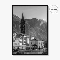 Bay of Kotor Black and White Fine Art Photo Print, Perast Montenegro, Wall Poster