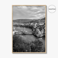 Laufenburg Black and White Fine Art Photo Print, Basel Rhine River Old Town Poster