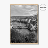 Laufenburg Black and White Fine Art Photo Print, Basel Rhine River Old Town Poster