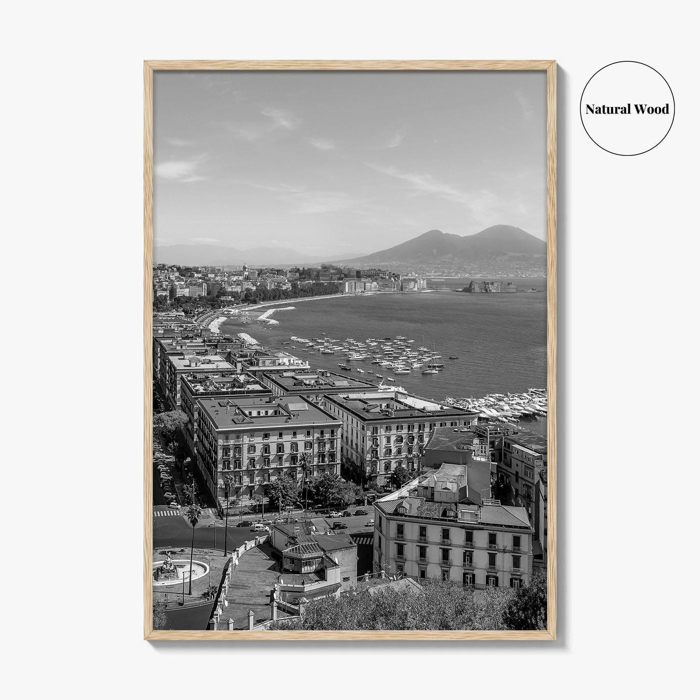Naples Italy Black and White Fine Art Photo Print, Napoli Coastline, Campania Wall Poster