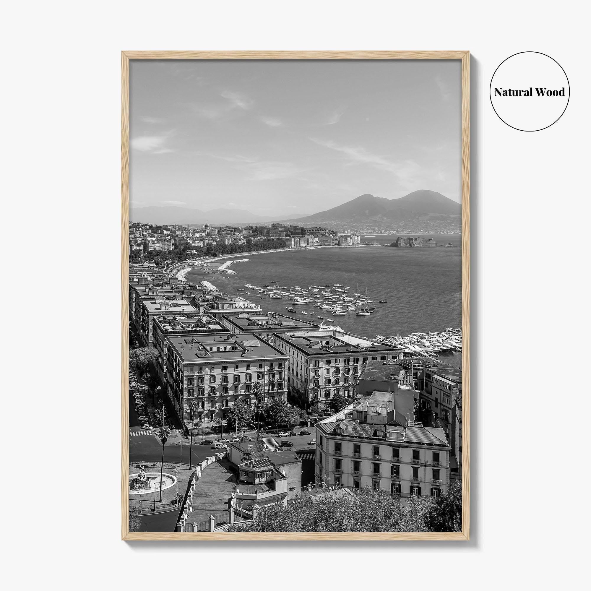 Naples Italy Black and White Fine Art Photo Print, Napoli Coastline, Campania Wall Poster