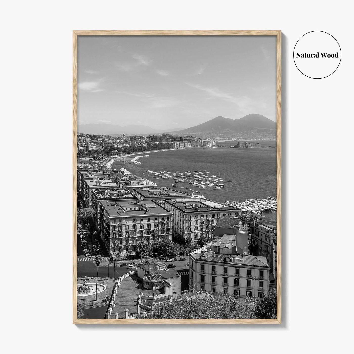 Naples Italy Black and White Fine Art Photo Print, Napoli Coastline, Campania Wall Poster