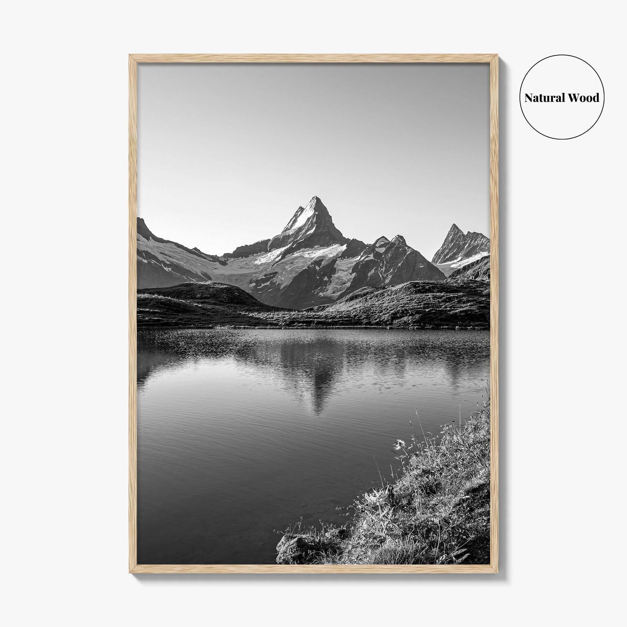 Bachalpsee Black and White Fine Art Photo Print, Eiger Grindelwald Swiss Alps Poster