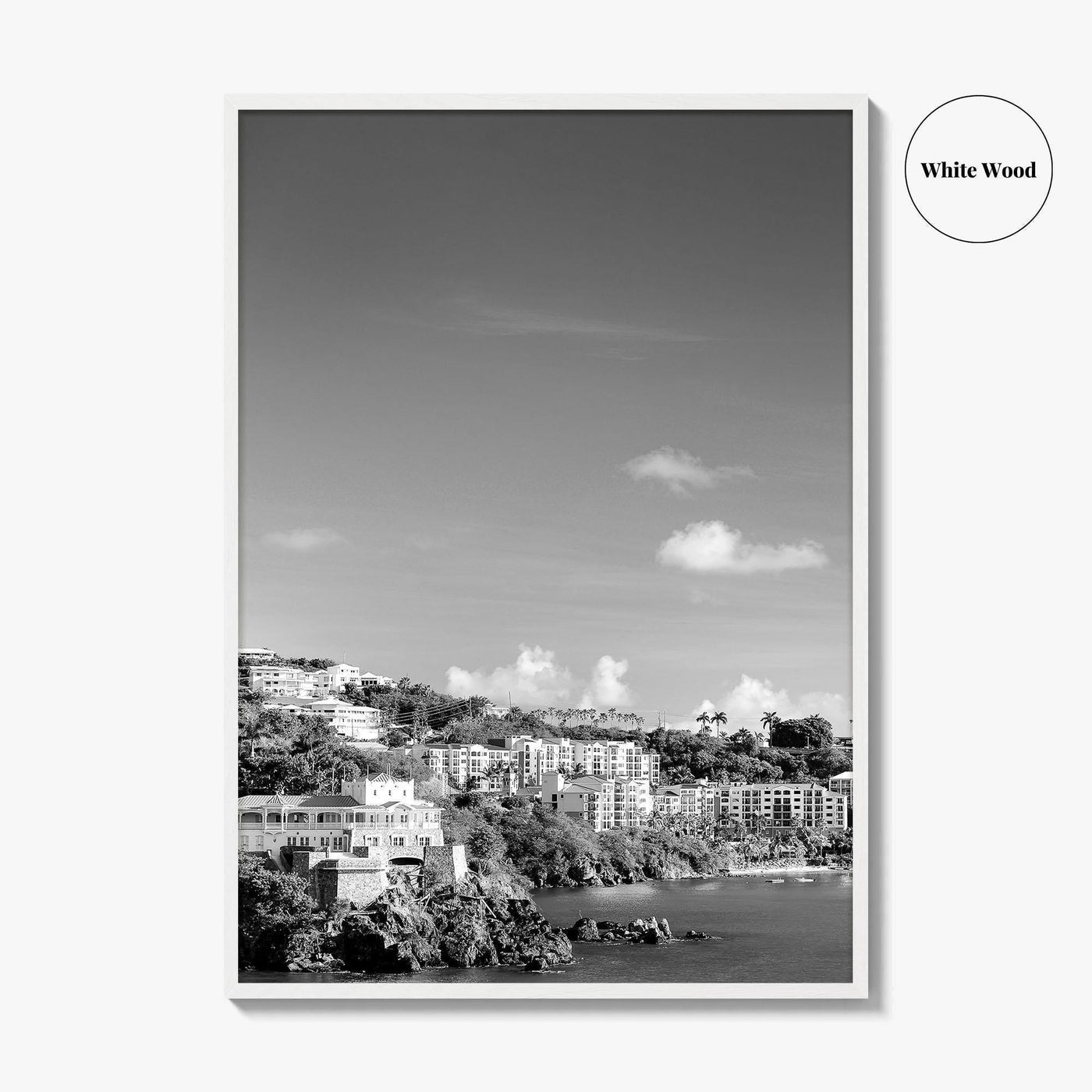 St Thomas Black and White Fine Art Photo Print, Harbor, USVI, Caribbean, Wall Decor