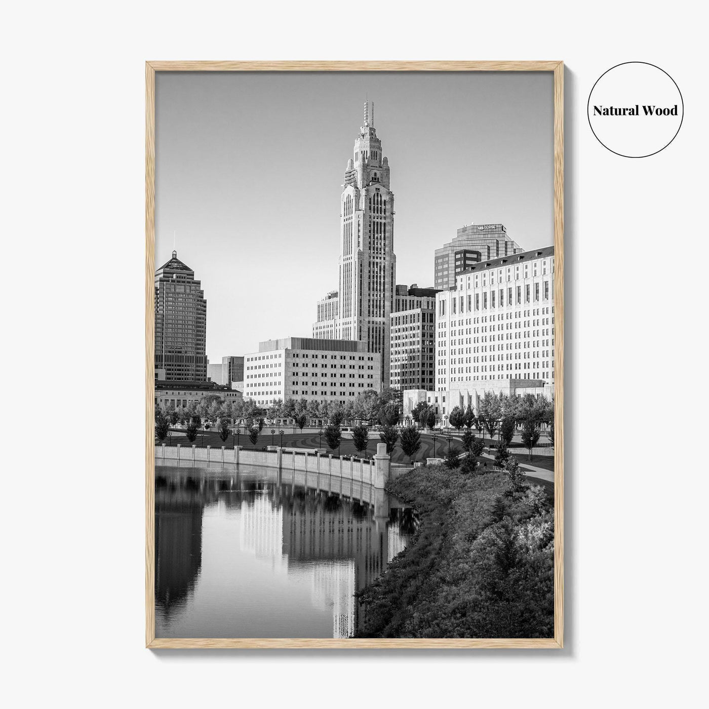 Columbus Ohio Skyline Black and White Fine Art Photo Print, Wall Poster, USA