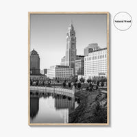 Columbus Ohio Skyline Black and White Fine Art Photo Print, Wall Poster, USA