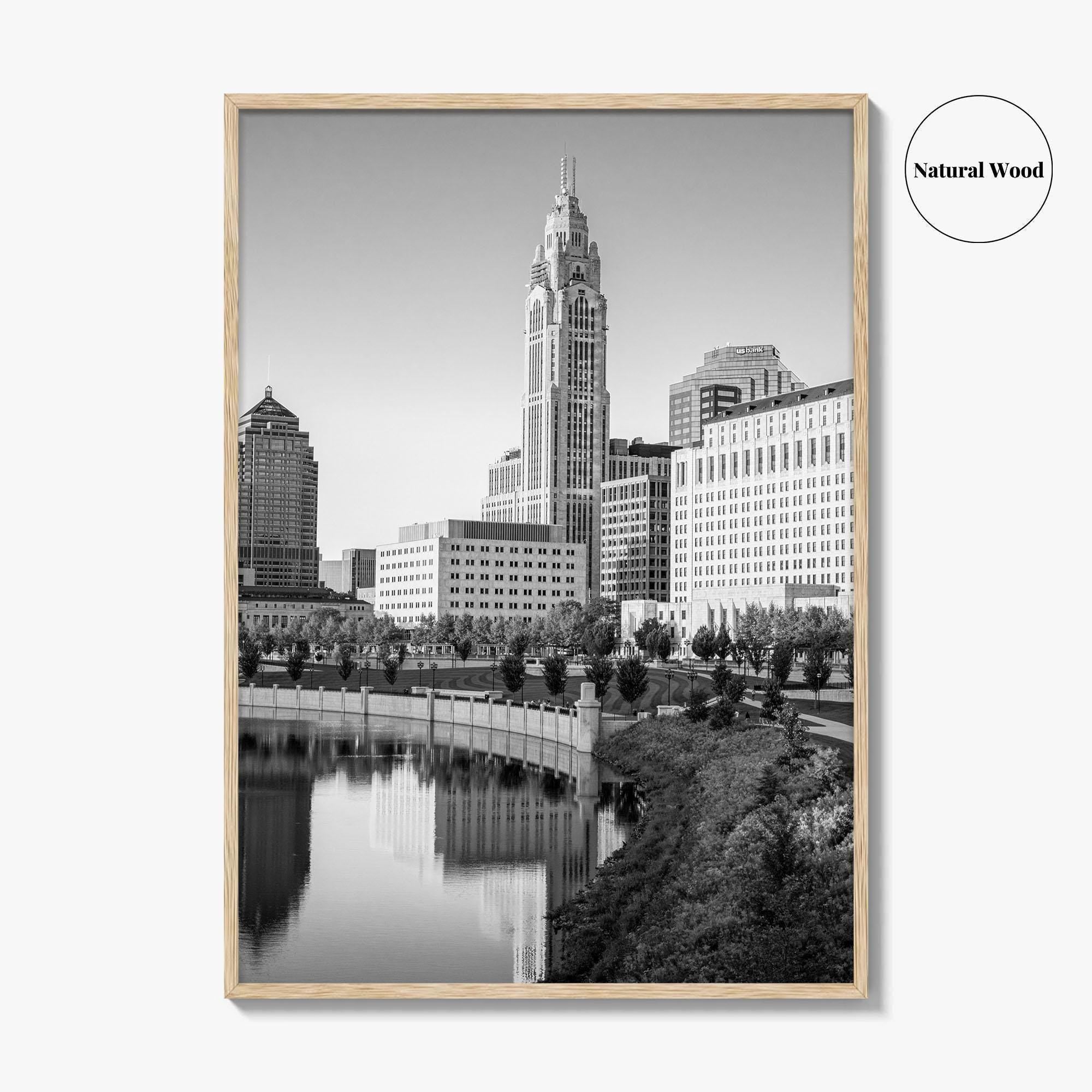 Columbus Ohio Skyline Black and White Fine Art Photo Print, Wall Poster, USA