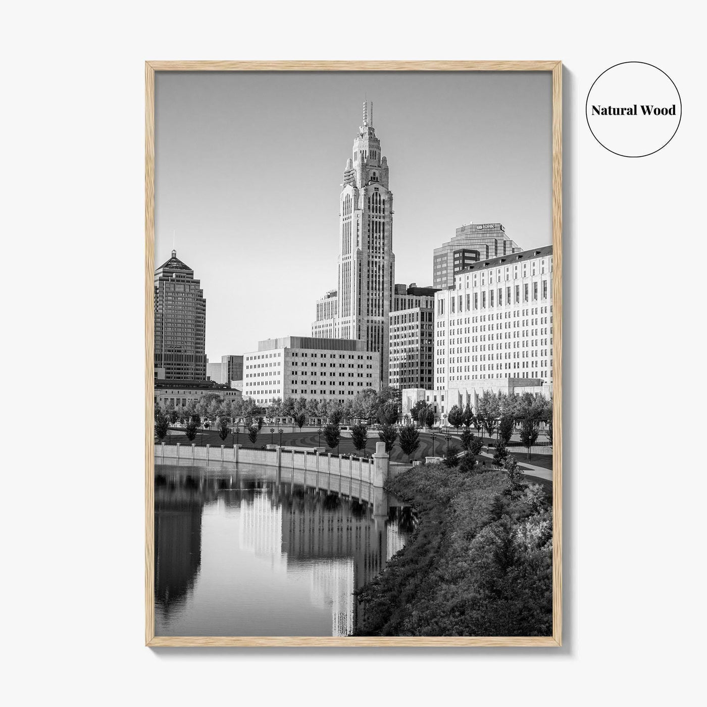 Columbus Ohio Skyline Black and White Fine Art Photo Print, Wall Poster, USA
