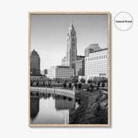 Columbus Ohio Skyline Black and White Fine Art Photo Print, Wall Poster, USA