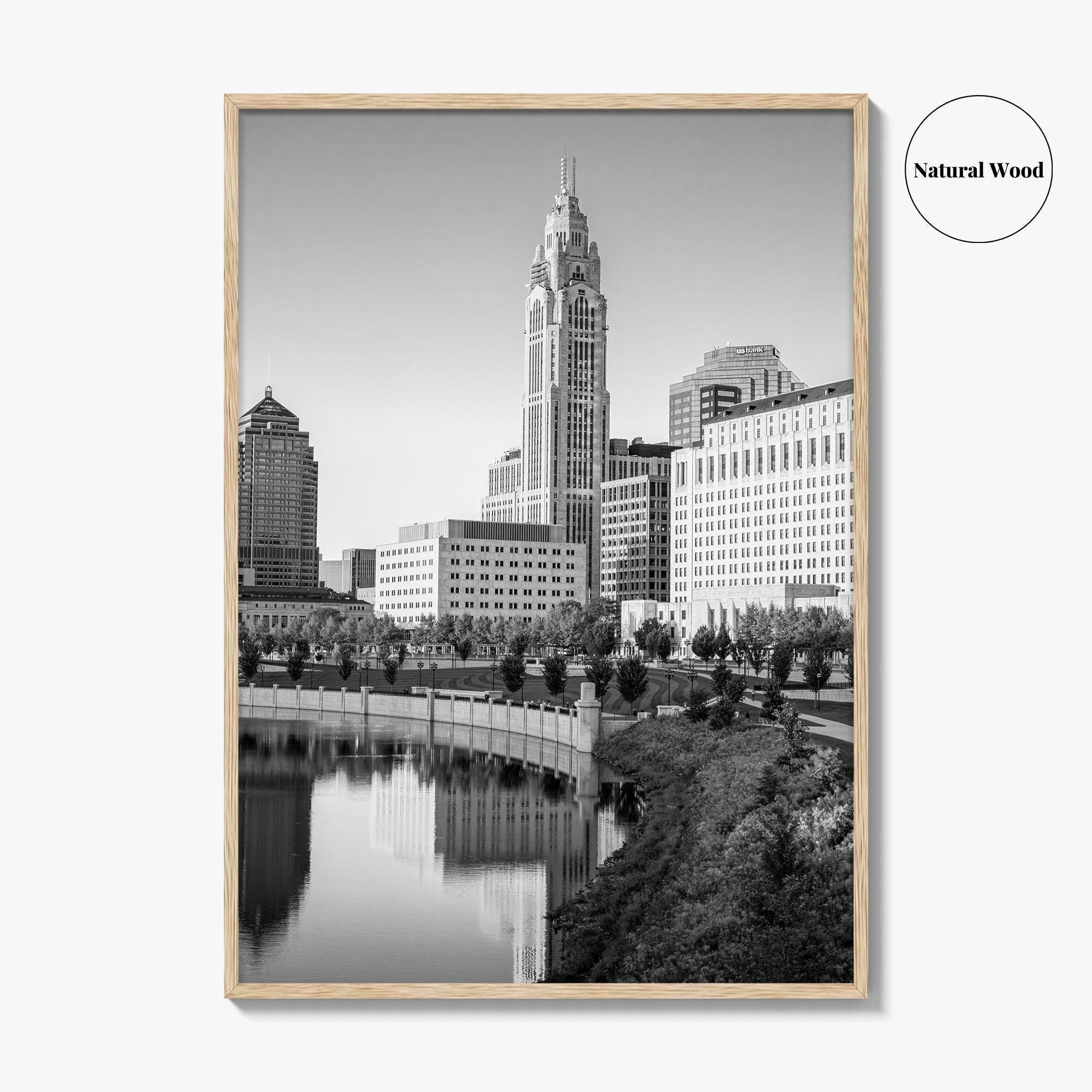 Columbus Ohio Skyline Black and White Fine Art Photo Print, Wall Poster, USA