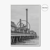 Galveston Island Black and White Fine Art Photo Print, Texas Historic Pier Poster
