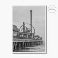 Galveston Island Black and White Fine Art Photo Print, Texas Historic Pier Poster