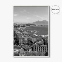 Naples Italy Black and White Fine Art Photo Print, Napoli Coastline, Campania Wall Poster