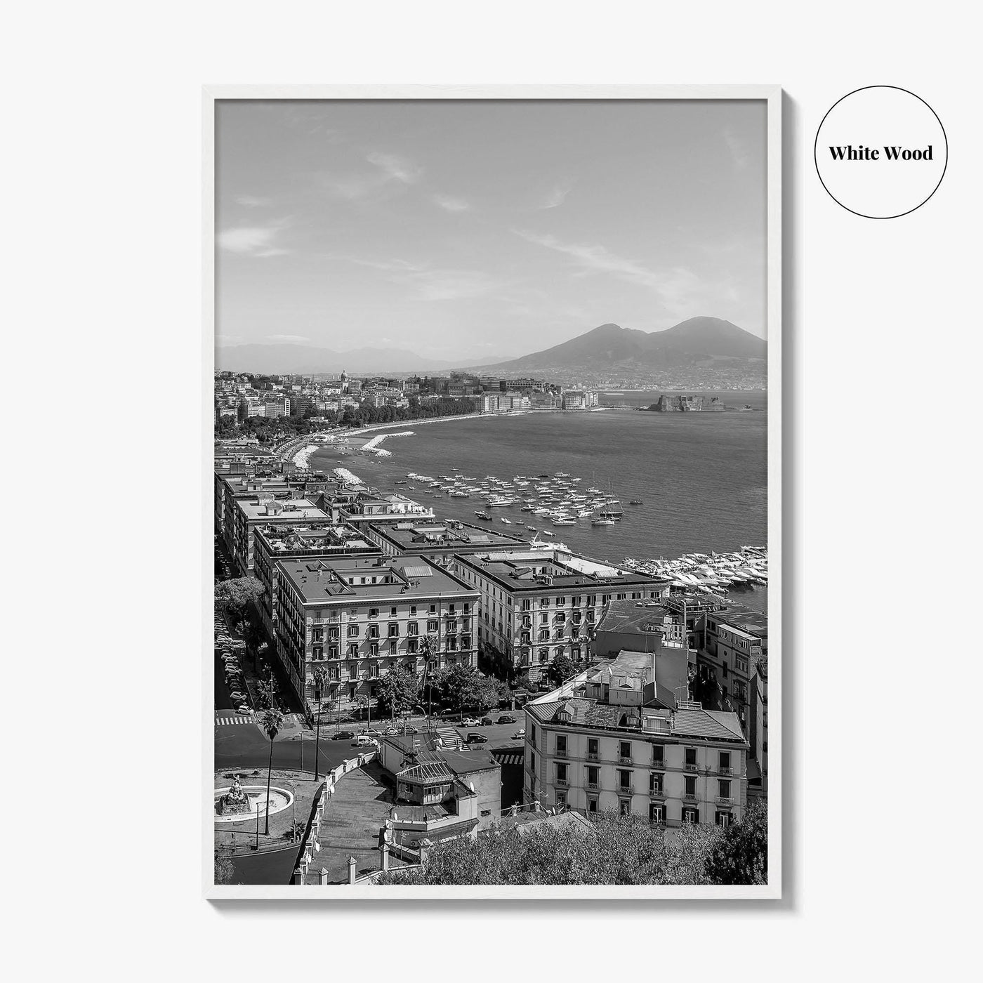 Naples Italy Black and White Fine Art Photo Print, Napoli Coastline, Campania Wall Poster