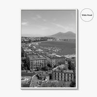 Naples Italy Black and White Fine Art Photo Print, Napoli Coastline, Campania Wall Poster