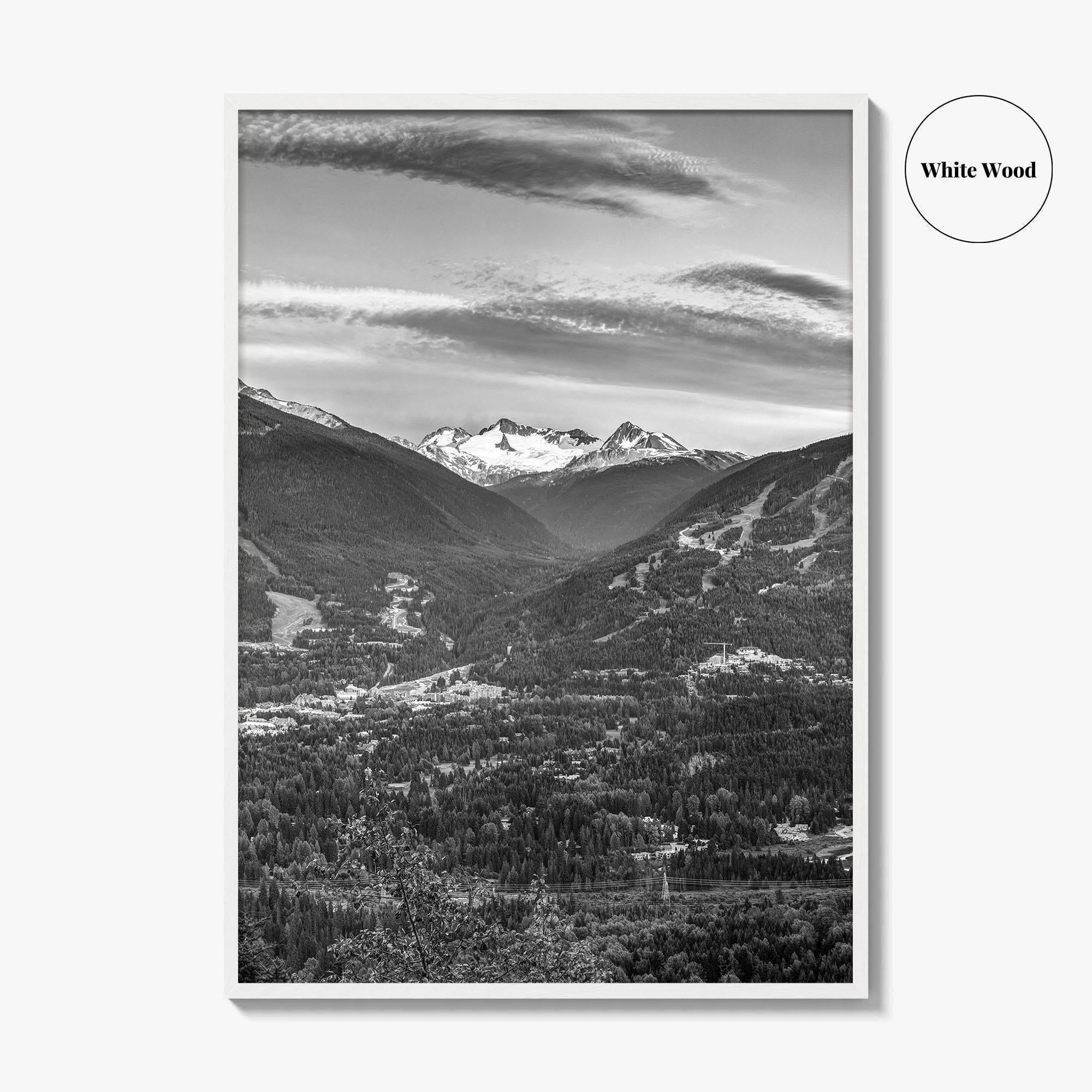 Whistler Black and White Fine Art Photo Print, Blackcomb Canada Panoramic Poster