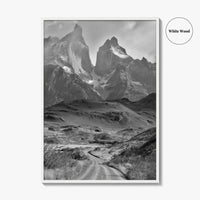 Torres del Paine Black and White Fine Art Photo Print, Patagonia Chile, Lake Pehoe