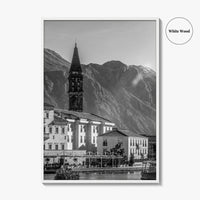 Bay of Kotor Black and White Fine Art Photo Print, Perast Montenegro, Wall Poster