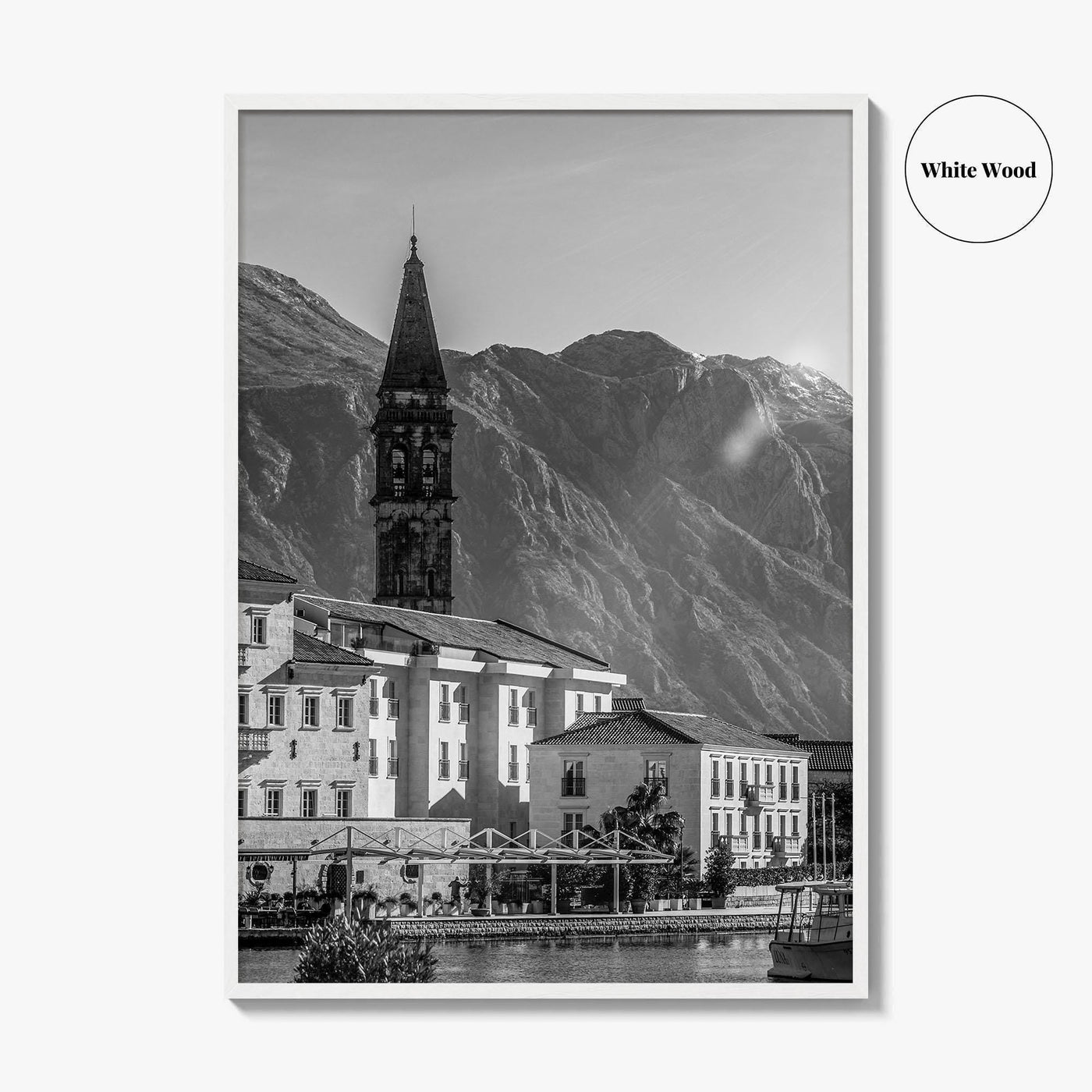 Bay of Kotor Black and White Fine Art Photo Print, Perast Montenegro, Wall Poster